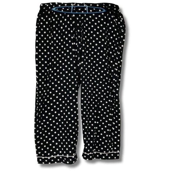 FABULOUS (brand) Black white polka dot capri length pajama pants ~ MEDIUM LARGE - Picture 1 of 11